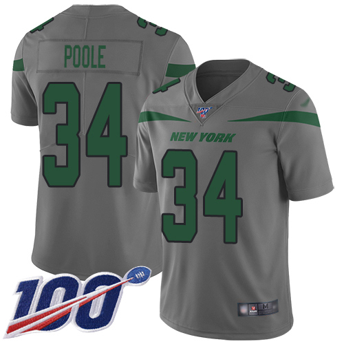 New York Jets Limited Gray Youth Brian Poole Jersey NFL Football #34 100th Season Inverted Legend